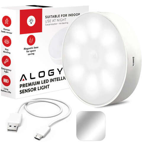 Alogy Lampka LED z czujnikiem ruchu Sensor Light Bezprzewodowa lampa nocna oświetlenie meblowe Światło zimne