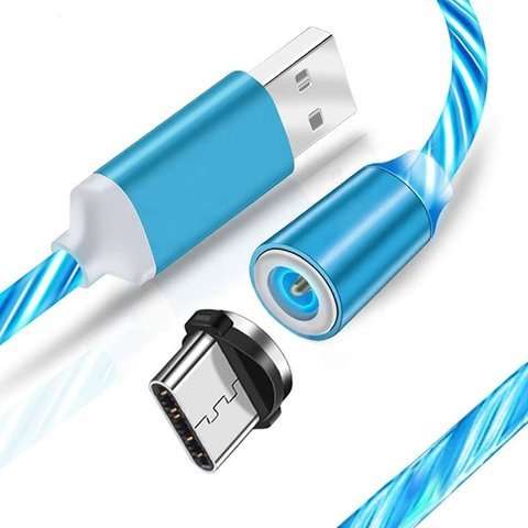 Alogy Magnetyczny kabel ze świecącym przewodem LED USB-C Type C 2m Niebieski