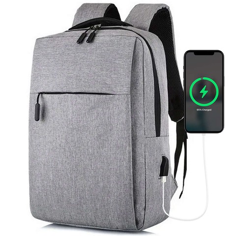 Alogy Plecak Backpack na laptopa duży wodoodporny z portem USB Unisex 41x29x12cm Szary