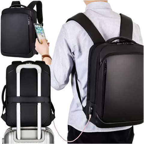 Alogy Plecak torba na laptopa 15,6" wodoodporny z portem USB Unisex 42x30x10cm do samolotu na walizkę Backpack Czarny