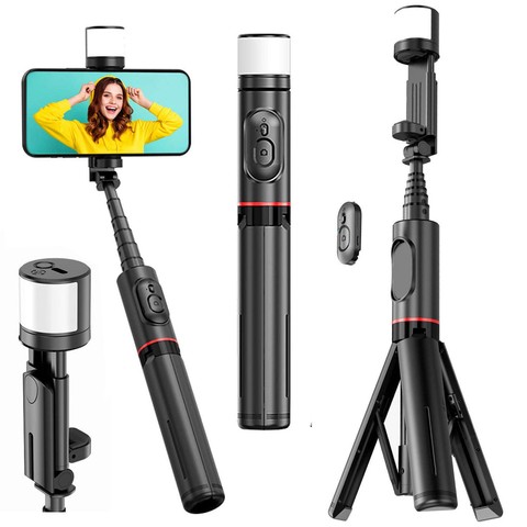 Alogy Selfie Stick Techsuit kijek do zdjęć selfie Tripod bezprzewodowy Bluetooth Remote z pilotem Black