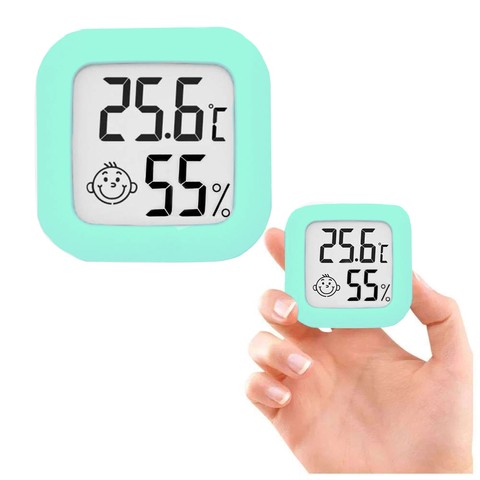 Alogy Stacja pogodowa Mini Higrometr Smiley LCD cyfrowy termometr czujnik temperatura + wilgotność Zielony