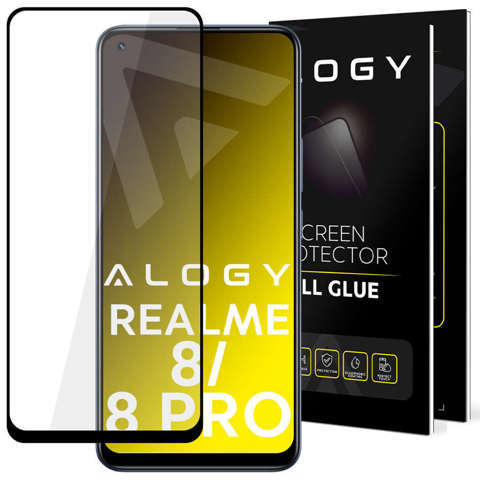 Alogy Szkło na ekran Full Glue case friendly do Realme 8 / 8 Pro Czarne