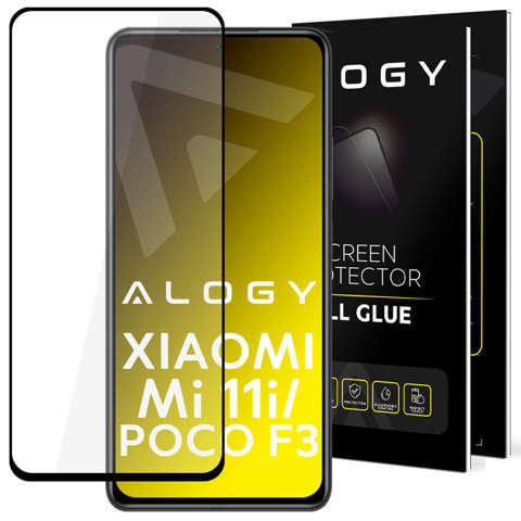 Alogy Szkło na ekran Full Glue case friendly do Xiaomi Poco F3 / Mi 11i Czarne
