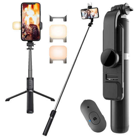 Alogy Tripod selfie stick stabilizator uchwyt do telefonu Bluetooth led