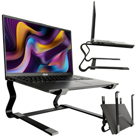 Alogy Uchwyt na laptop Macbook tablet 18" stojak podstawka składany regulowany aluminiowy na biurko 25 x 26cm Czarny