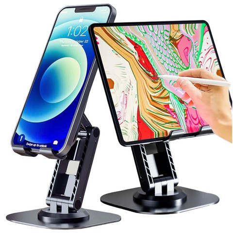 Alogy Uchwyt stojak podstawka biurkowy na biurko regulowany obrotowy 360 na telefon tablet 12.9" aluminiowy Czarny