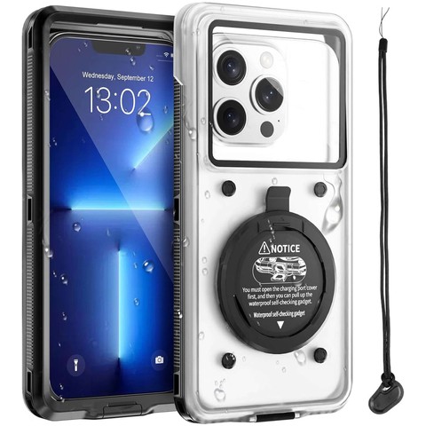 Alogy Waterproof Case Etui wodoodporne wodoszczelne IPX68 uniwersalne na telefon do 6.9 cala futerał do wody + Smyczka Czarne