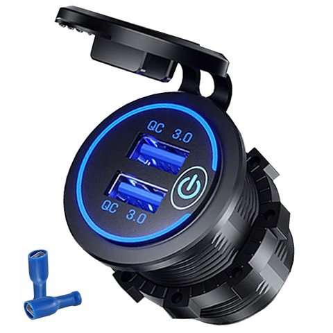 Alogy Zasilacz ładowarka do auta samochodowa konektory 2x USB QC 3.0 LED
