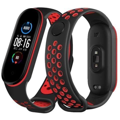 Alogy pasek sportowy opaska do smartwatcha Xiaomi Mi Band 5/6 czarno-czerwony
