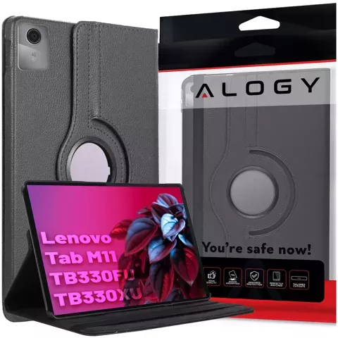 Etui 360 do Lenovo Tab M11 10.95" TB330FU / TB330XU / TB331FC obrotowe pokrowiec obudowa z klapką na tablet Case Alogy Czarne