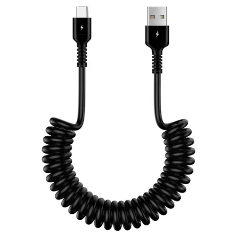 Kabel Alogy do ładowania spiralny samochodowy 66W 5A 150cm USB C czarny