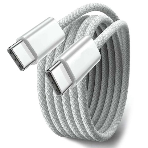 Kabel USB-C typ C mocny szybki 60W PD 1M do iPhone 15 Alogy nylonowy przewód Biały