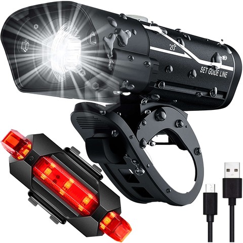 Lampka rowerowa przód + tył LED przednia tylna światło roweru oświetlenie wodoodporna IPX4 Alogy światełko na rower czarna