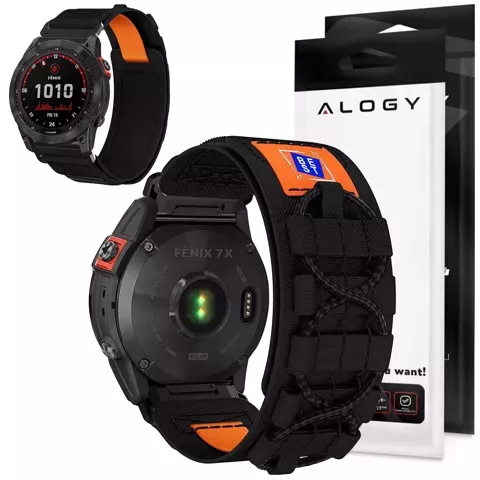 Pasek nylonowy do Garmin Fenix 5x / 6x / 7x / Pro / Descent / Tactix / Enduro (26mm) Alogy Nylon Band Czarny