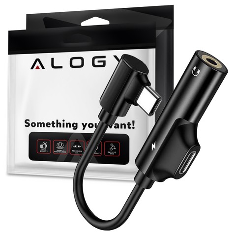 Przejściówka Alogy USB-C na USB-C i Mini Jack 3,5 mm z układem DAC Black