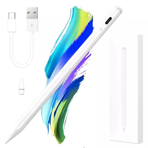 Rysik do Apple iPad Alogy Pencil z funkcją Palm Rejection Tilt Magnetyczny USB-C + zapasowa końcówka Biały