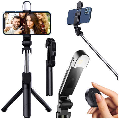 Uchwyt Selfie Stick Bluetooth Alogy składany statyw do telefonu z lampką LED