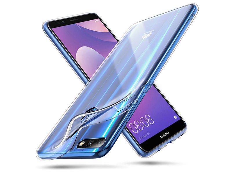 Etui silikonowe przezroczyste do Huawei Y7 Prime 2018 + Szkło 9H - ALOGY