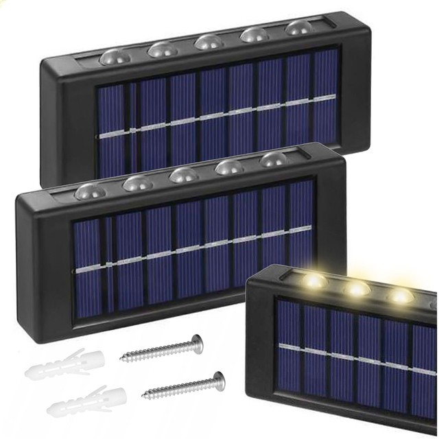  2x  Alogy Solar Lamp Lampa solarna ścienna słoneczna zewnętrzna IP65 2V elewacyjna z czujnikiem zmierzchu 10 LED