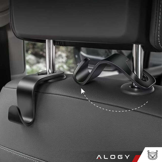 2x Alogy Car Organizer uchwyt haczyk wieszak samochodowy na zagłówek fotel do auta Czarny