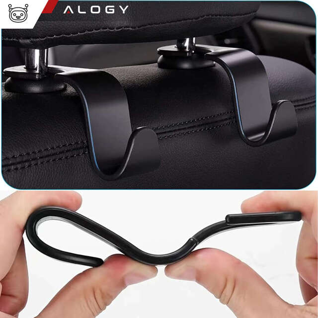 2x Alogy Car Organizer uchwyt haczyk wieszak samochodowy na zagłówek fotel do auta Czarny