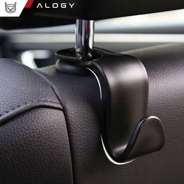 2x Alogy Car Organizer uchwyt haczyk wieszak samochodowy na zagłówek fotel do auta Czarny