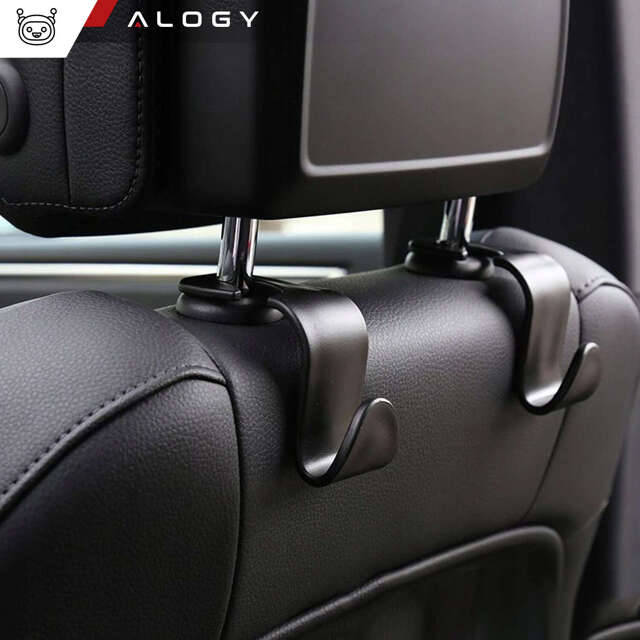 2x Alogy Car Organizer uchwyt haczyk wieszak samochodowy na zagłówek fotel do auta Czarny