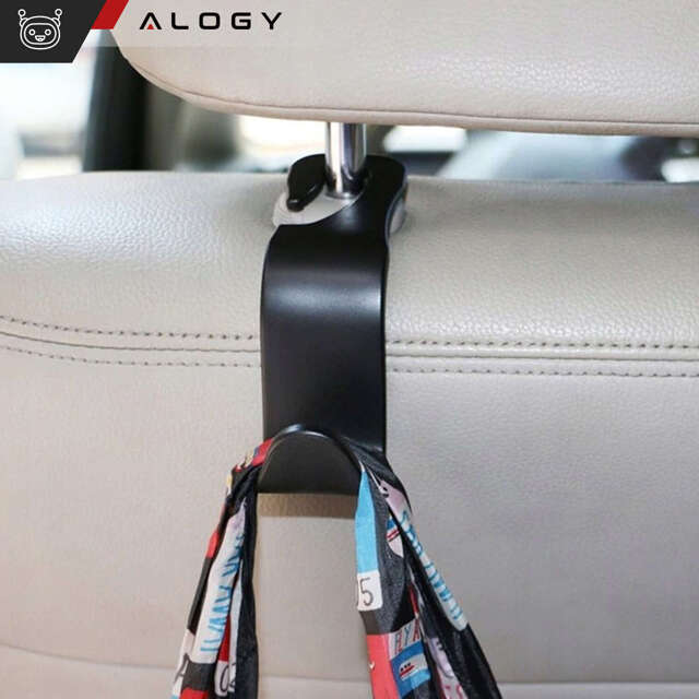 2x Alogy Car Organizer uchwyt haczyk wieszak samochodowy na zagłówek fotel do auta Czarny