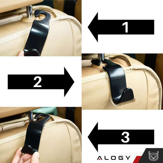 2x Alogy Car Organizer uchwyt haczyk wieszak samochodowy na zagłówek fotel do auta Czarny