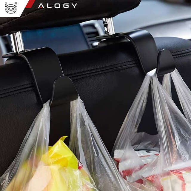 2x Alogy Car Organizer uchwyt haczyk wieszak samochodowy na zagłówek fotel do auta Czarny