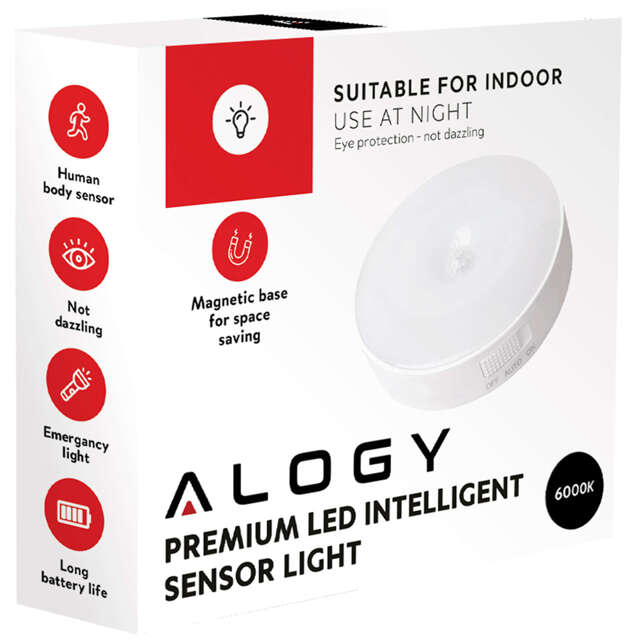 2x Alogy Lampka LED z czujnikiem ruchu Sensor Light Bezprzewodowa lampa nocna oświetlenie meblowe Światło zimne