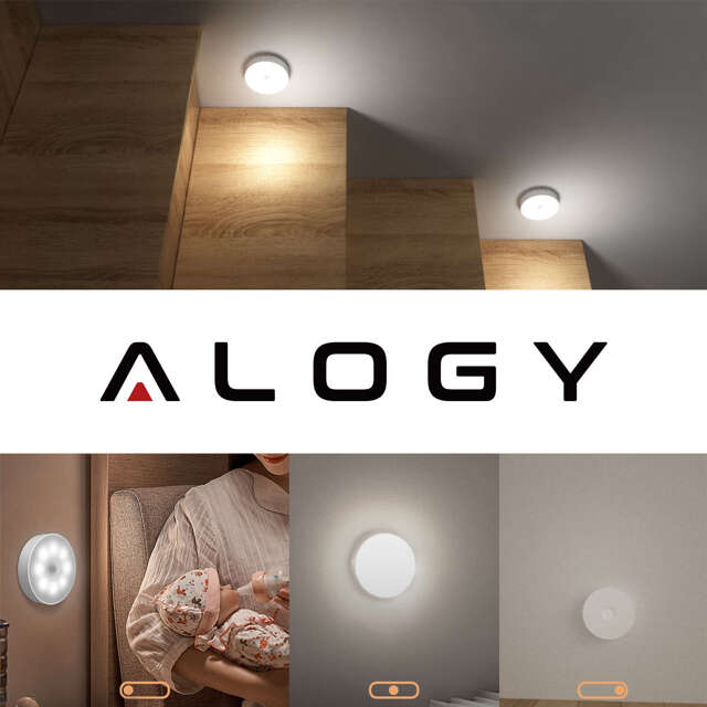 2x Alogy Lampka LED z czujnikiem ruchu Sensor Light Bezprzewodowa lampa nocna oświetlenie meblowe Światło zimne