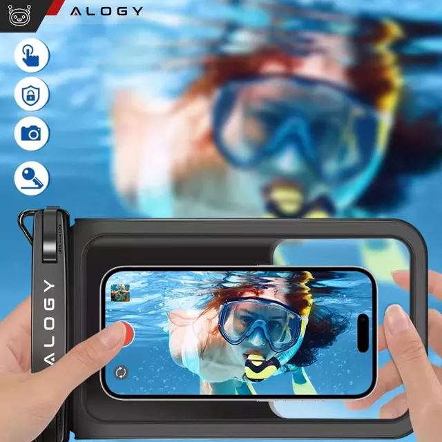 2x Etui wodoodporne wodoszczelne IPX8 na telefon 6.7" podwójne Case futerał Alogy Waterproof Czarne