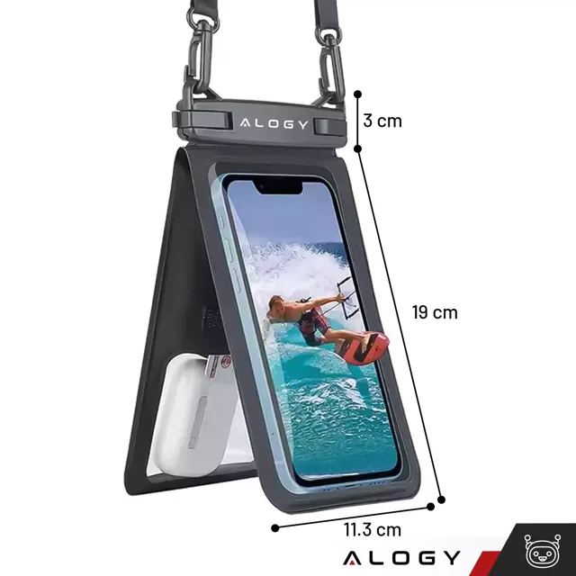 2x Etui wodoodporne wodoszczelne IPX8 na telefon 6.7" podwójne Case futerał Alogy Waterproof Czarne