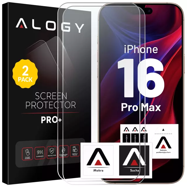 2x Szkło hartowane do Apple iPhone 16 Pro Max ochronne szkiełko na ekran 9H Alogy Heavy Pro+™️