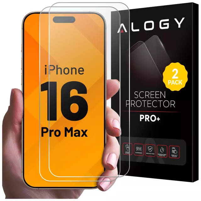 2x Szkło hartowane do Apple iPhone 16 Pro Max ochronne szkiełko na ekran 9H Alogy Heavy Pro+™️