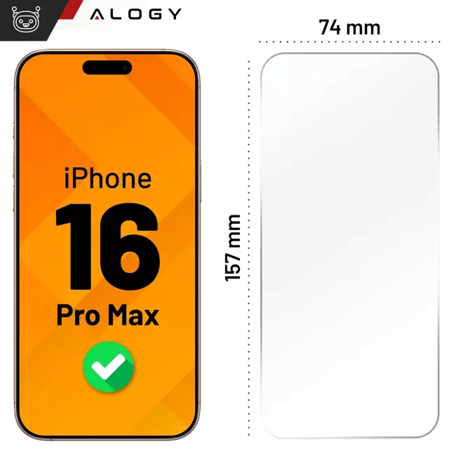 2x Szkło hartowane do Apple iPhone 16 Pro Max ochronne szkiełko na ekran 9H Alogy Heavy Pro+™️