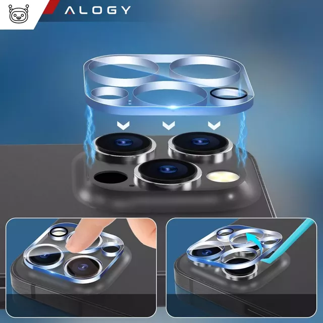 2x Szkło na obiektyw aparat do Apple iPhone 16 Pro / 16 Pro Max Alogy Lens Protector Pro+ przezroczyste