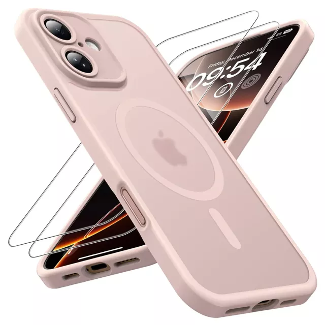 3w1 Zestaw Etui Hybrydowe + Szkło hartowane do Apple iPhone 16 obudowa ochronna Hybrydowe MagSafe z ochroną obiektywu case na telefon Alogy 3in1 Case Pack Różowe