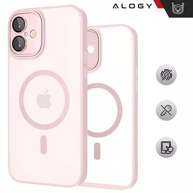 3w1 Zestaw Etui Hybrydowe + Szkło hartowane do Apple iPhone 16 obudowa ochronna Hybrydowe MagSafe z ochroną obiektywu case na telefon Alogy 3in1 Case Pack Różowe