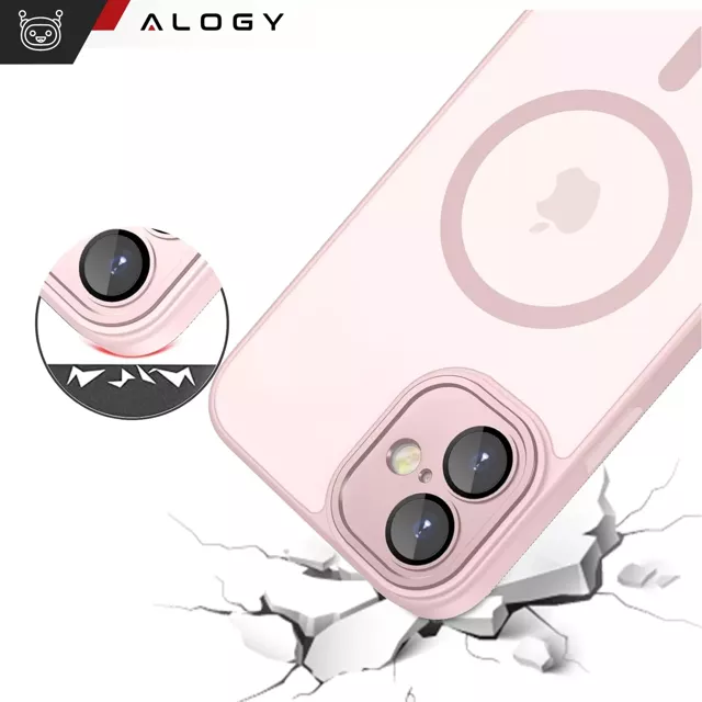 3w1 Zestaw Etui Hybrydowe + Szkło hartowane do Apple iPhone 16 obudowa ochronna Hybrydowe MagSafe z ochroną obiektywu case na telefon Alogy 3in1 Case Pack Różowe