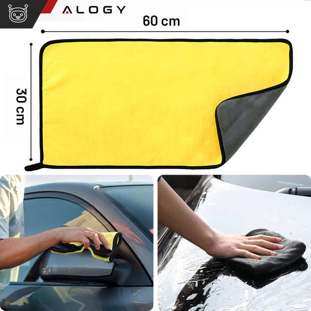 3x Ręcznik samochodowy dwustronny 30x60 cm welurowy Mikrofibra do mycia osuszania samochodu auta ścierka Alogy Car Detailing