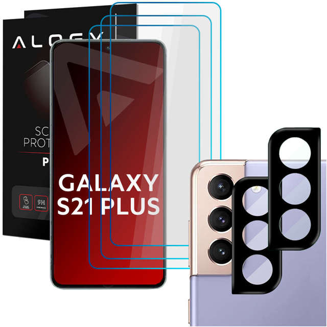 3x Szkło hartowane na ekran 9h + 2x Szkło na obiektyw  Alogy Glass Pack do Samsung Galaxy S21 Plus