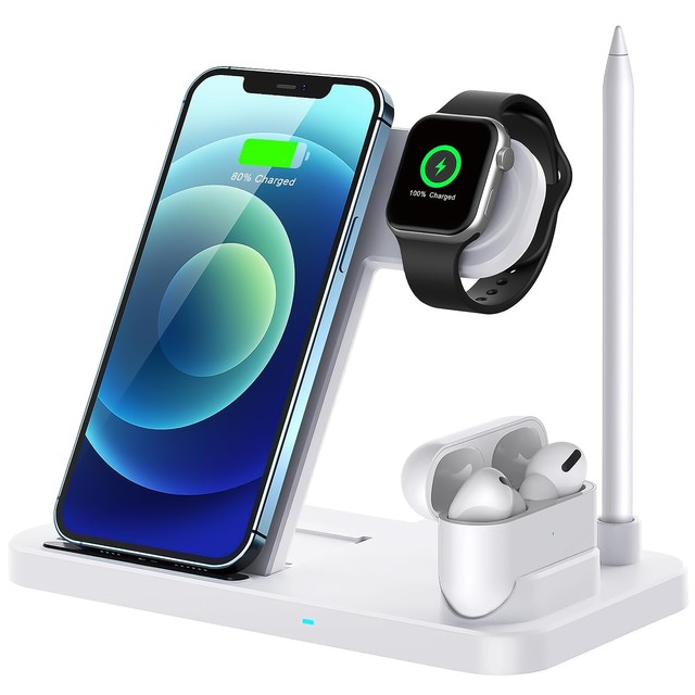 4w1 Alogy Ładowarka indukcyjna Qi do Apple iPhone/ Watch/ AirPods/ Pen Biała