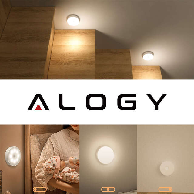 4x Alogy Lampka LED z czujnikiem ruchu Sensor Light Bezprzewodowa lampa nocna oświetlenie meblowe Światło ciepłe