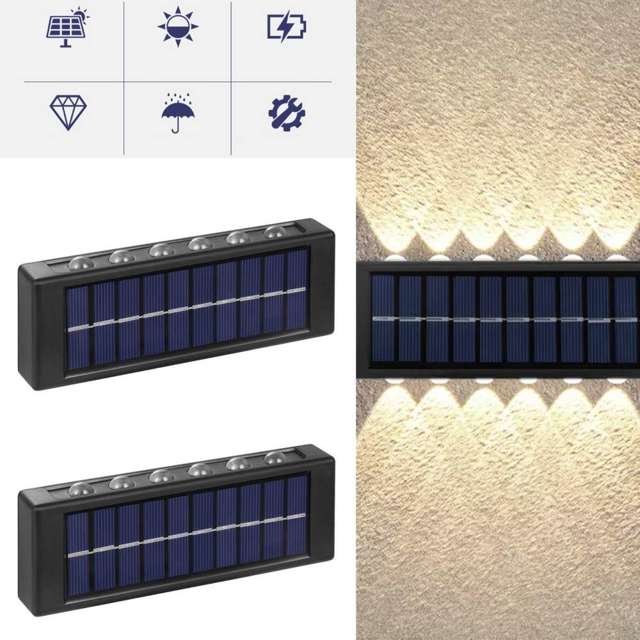 Alogy 2-Pack Lampa solarna 12 LED słoneczna Solar Lamp zewnętrzna elewacyjna z czujnikiem zmierzchu