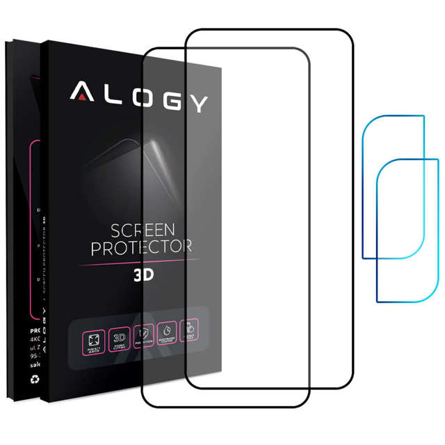 Alogy 2x Szkło Full Glue FC + 2x Szkło na obiektyw kamerę do Samsung Galaxy S22 Plus