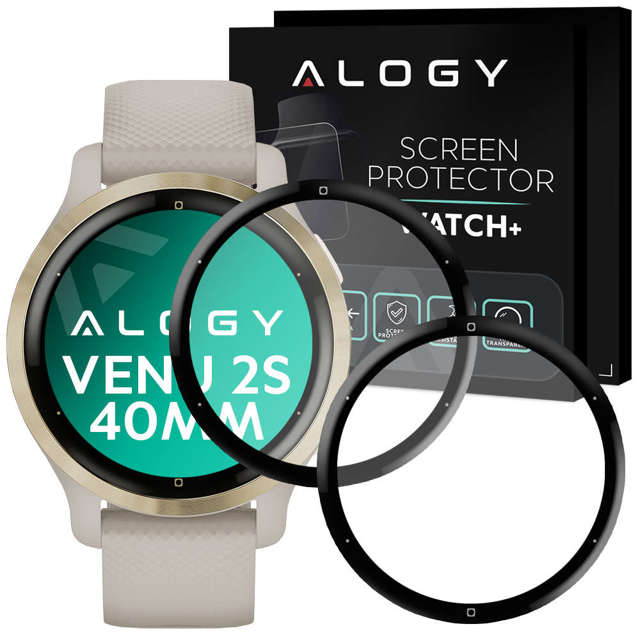 Alogy 2x Szkło na smartwatch elastyczne 3D do Garmin Venu 2s 40mm Black