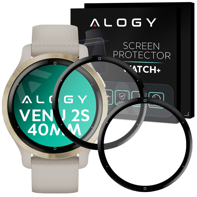 Alogy 2x Szkło na smartwatch elastyczne 3D do Garmin Venu 2s 40mm Black